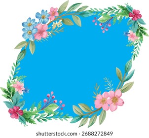 Quadro floral em um fundo azul"