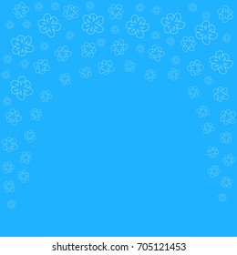 floral frame on a blue background prints, greeting cards, invitations for holiday, birthday, wedding, Valentine's day, party. Vector Illustration