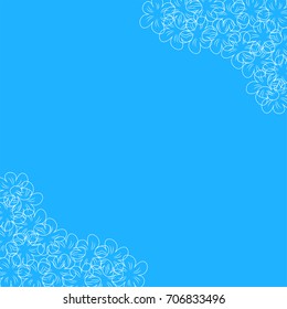 floral frame on a blue background prints, greeting cards, invitations for holiday, birthday, wedding, Valentine's day, party. Vector Illustration