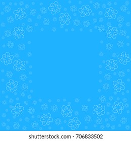 floral frame on a blue background prints, greeting cards, invitations for holiday, birthday, wedding, Valentine's day, party. Vector Illustration