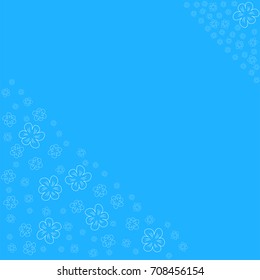 floral frame on a blue background prints, greeting cards, invitations for holiday, birthday, wedding, Valentine's day, party. Vector Illustration