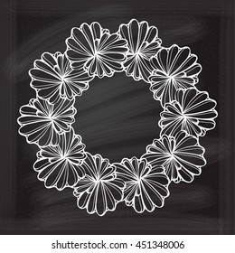 Floral frame on the chalk background for your design.