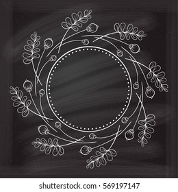 Floral frame on the chalk background for your design.