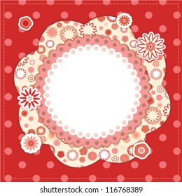 Floral frame on dotted background