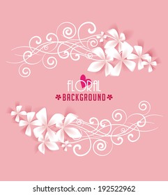 Floral frame on pink background