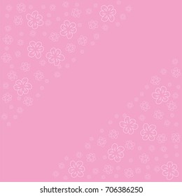 floral frame on a pink background prints, greeting cards, invitations for holiday, birthday, wedding, Valentine's day, party. Vector Illustration.
