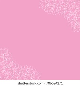 floral frame on a pink background prints, greeting cards, invitations for holiday, birthday, wedding, Valentine's day, party. Vector Illustration.
