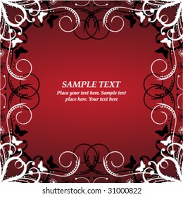 floral frame on red background