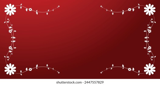 floral frame on red empty vector background