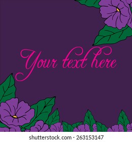 Floral frame on the violet background