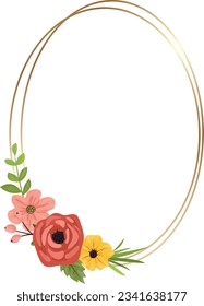 Floral frame on white background. Colorful summer meadow wildflowers and leaves, botanical template for cards, invitations