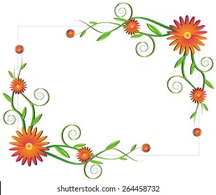 Floral frame with orange flowers