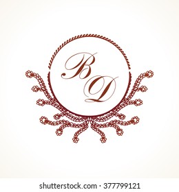 Floral frame ornament Mehndi Henna Tattoo Indian brown. Round boho label vintage banner, frame, card, for the text on a white background. Vector illustration