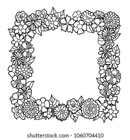 Floral frame. Paper or laser cutting template design.