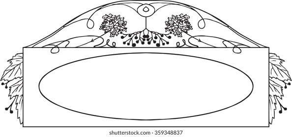 Floral Frame Pattern. Black Silhouette. Vector Illustration