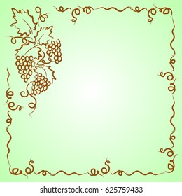 Floral frame with a pattern of grapes on a light background, vector illustration