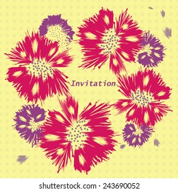 Floral frame and petals. Element for design. Vector illustration.