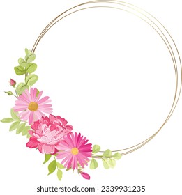 floral frame with pink flower decoration suitable for wedding invitation or greeting card