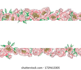 Blumenrahmen aus den rosafarbenen Pfirsichen