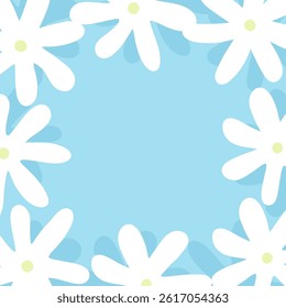 Floral frame with place for text on blue background