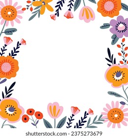 Marco floral con lugar para el texto. Ilustración vectorial.