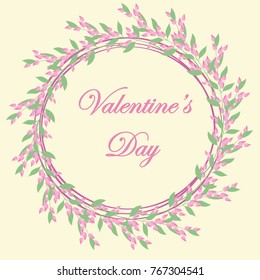 Floral frame for postcard design ,wedding invitations, Valentin day, birthday, mother's day, 8 March and other holidays.