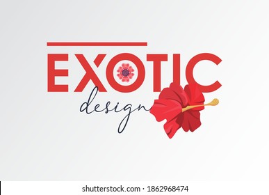 floral frame poster nature with exotic word vector illustration design