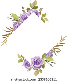 floral frame with purple roses vector bouquet, purple roses, floral wedding frame