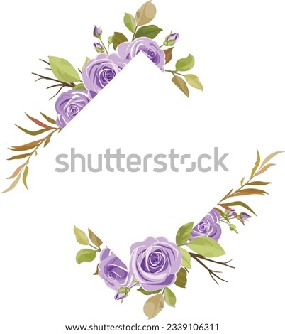 floral frame with purple roses vector bouquet, purple roses, floral wedding frame