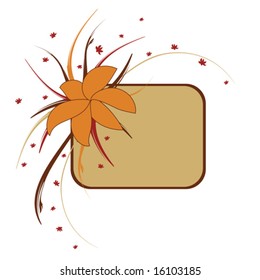 floral frame, rectangle, autumn colors, vector illustration