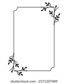 floral frame rectangle line isolated icon