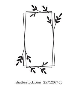 floral frame rectangle minimal isolated icon