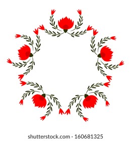 Floral frame with red flowers