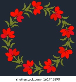 Floral frame with red flowers