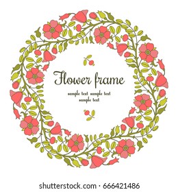Floral frame, red flowers background