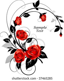 Floral frame with red roses