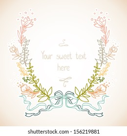 Floral frame with ribbon.