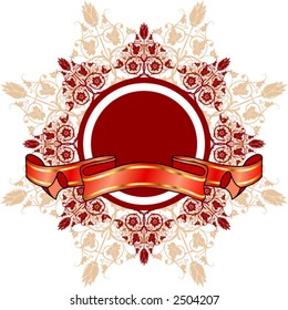 Floral frame with ribbon, elements for design, vector illustration