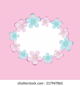 Floral frame. Romantic floral background.
