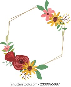 floral frame with romantic bouquet