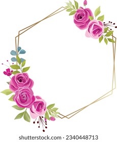 floral frame with rose bouquet decoration, wedding bouquet, roses