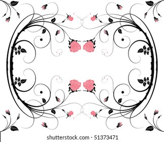 Floral Frame with rose for design, vector illustration