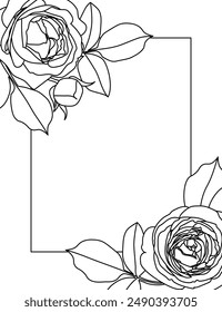 Floral frame with rose flowers isolated on a white background	