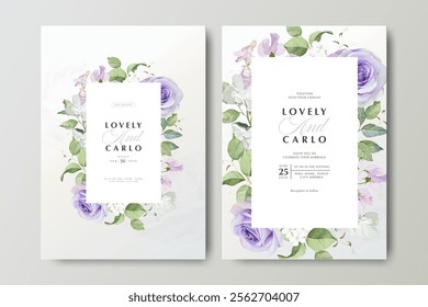 floral frame with roses flower wedding invitation card