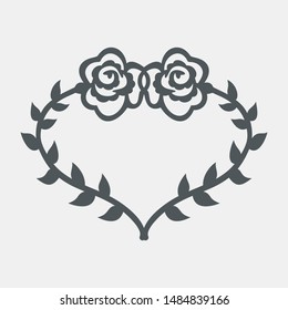 Floral frame with roses quality vector illustration cut
