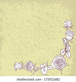 floral frame with roses, vintage vector illustration