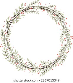 Forma redondeada del marco floral. Bayas rosas. Colocar el texto. Imagen vectorial de alta calidad.