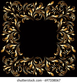 Floral Frame In Russian Traditional Ornament Hohloma. Decorative Design Element. 