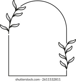 Floral Frame set . Hand drawn Botanical vector illustration. Flower wreath Black and white.