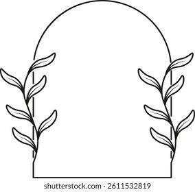Floral Frame set . Hand drawn Botanical vector illustration. Flower wreath Black and white.